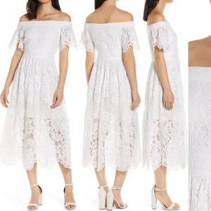 Vince Camuto Lace Midi Dress White Sz 4 BRAND NEW